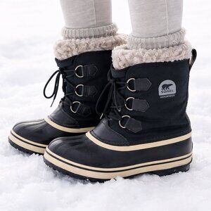 Sorel Women Sz 6 Caribou Waterproof Insulated Snow Boots Sherpa Trim